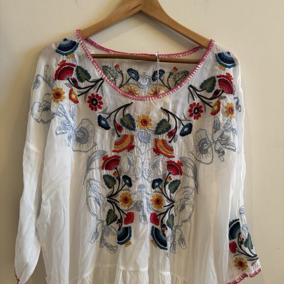 New Johnny Was Cherie Tunic Womens XXL 2X Sheer Floral Bohemian Boho Hippie Chic - Picture 6 of 16